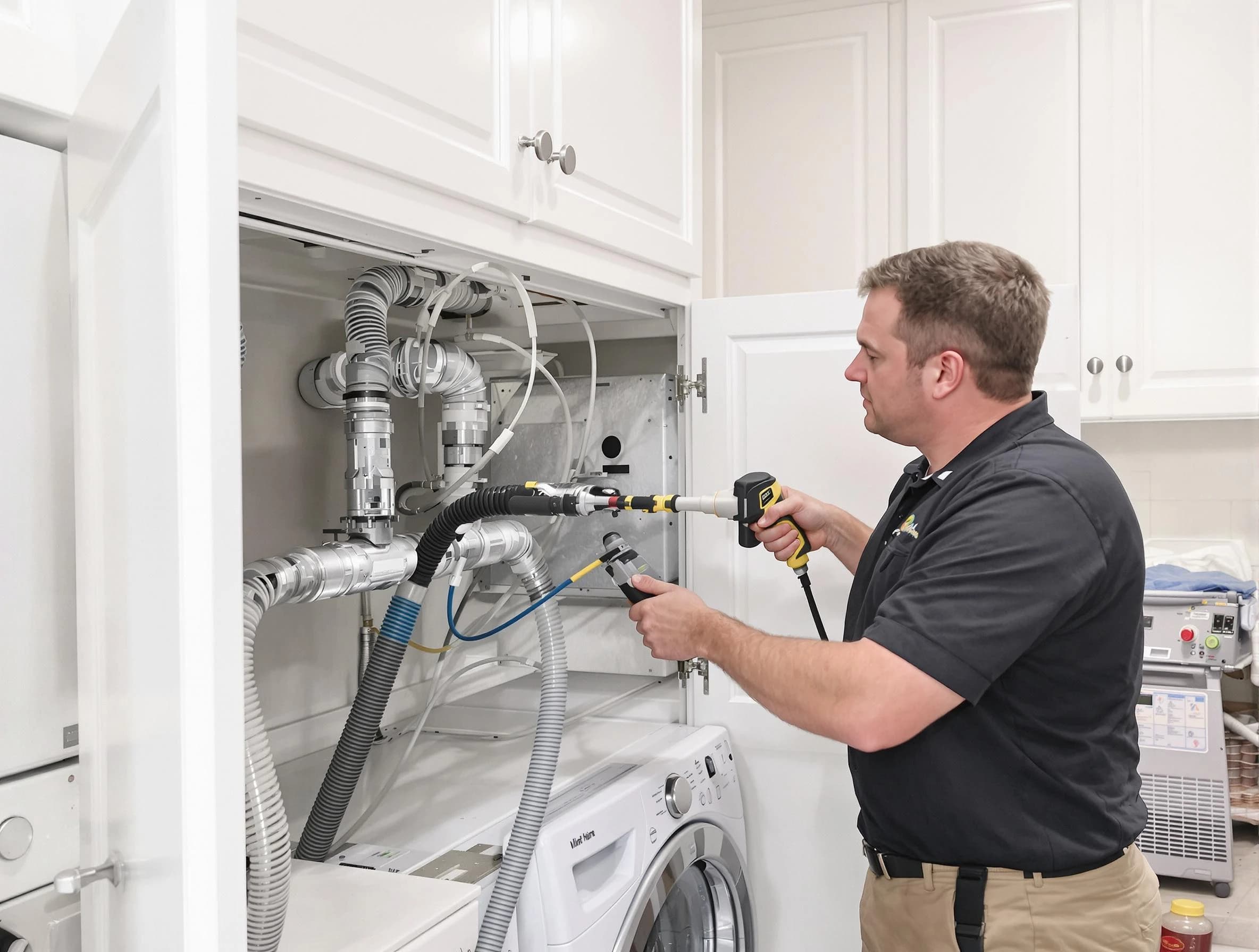 Newcastle Dryer Vent Cleaning professional removing severe blockage from a clogged dryer vent in Newcastle